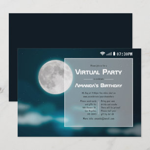 Invitación Fiesta virtual de cumpleaños de Halloween de Luna 