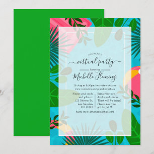 Invitación Fiesta virtual de cumpleaños de verano tropical