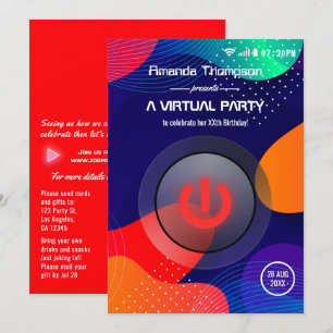 Invitación Fiesta virtual de cumpleaños geométrica de moda