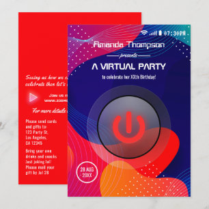 Invitación Fiesta virtual de cumpleaños geométrica de moda