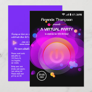 Invitación Fiesta virtual de cumpleaños Glow