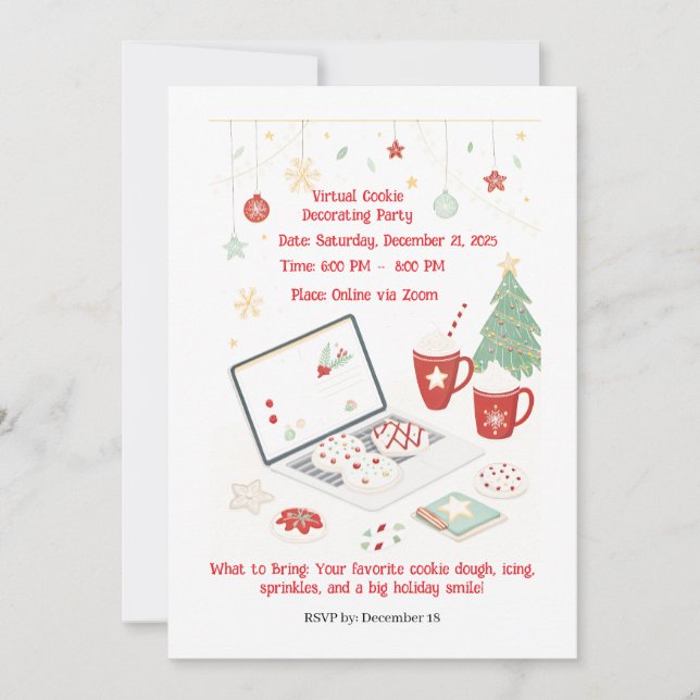 Invitación Fiesta Virtual de Decoración de Galletas (Anverso)