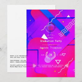 Invitación Fiesta Virtual de Graduación Geometric Glow