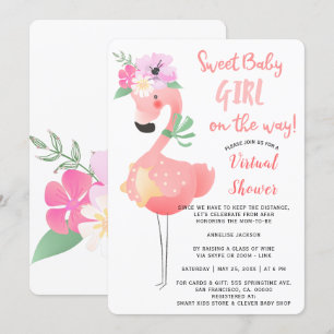 Invitación Fiesta virtual divertida y adorable de shower para