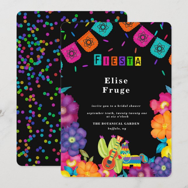 Invitación Fiesta Vivid Florals (Anverso / Reverso)