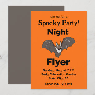 Invitación Fiesta Voladora Nocturna de Murciélagos Lindos y E