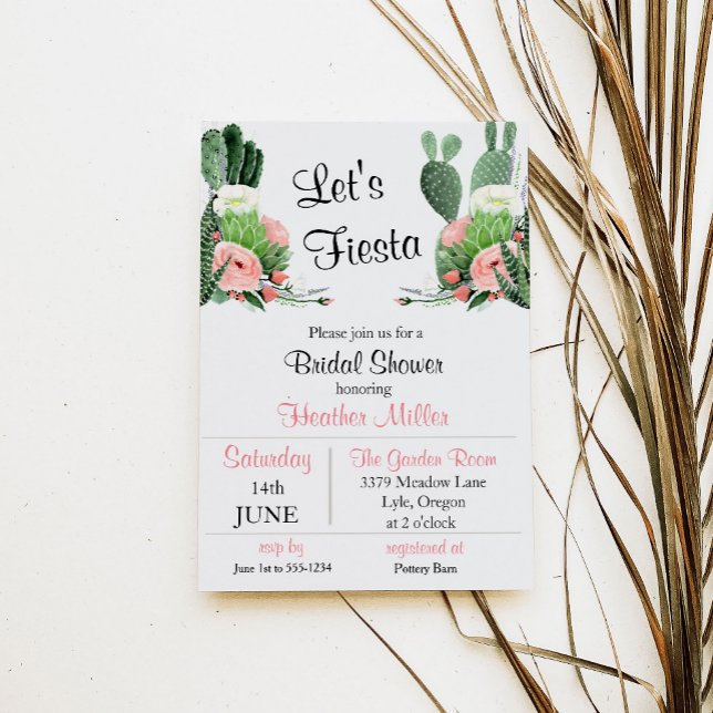 Invitación Fiesta Watercolor Bridal Shower Invitation (Subido por el creador)