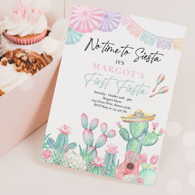 Invitación Fiesta Watercolor Cactus México 1er cumpleaños (Subido por el creador)