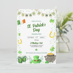 Invitación Fiesta Watercolor St Patricks