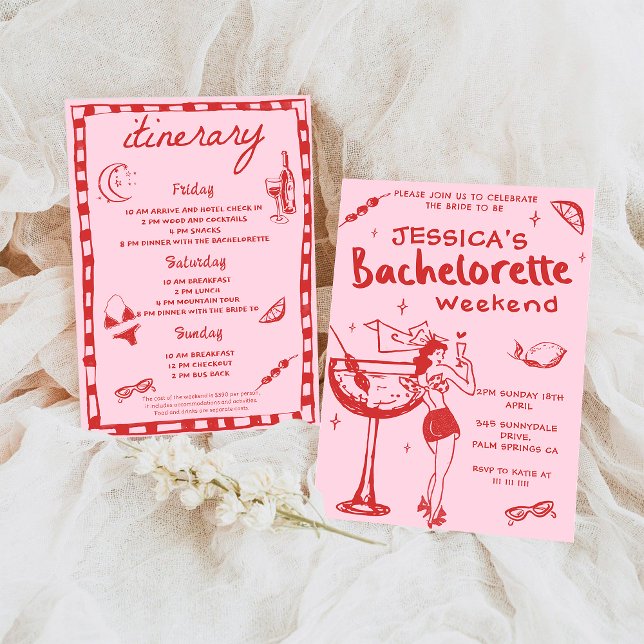 Invitación Fiesta Whimsical Cocktail Bachelorette Weekend (Subido por el creador)