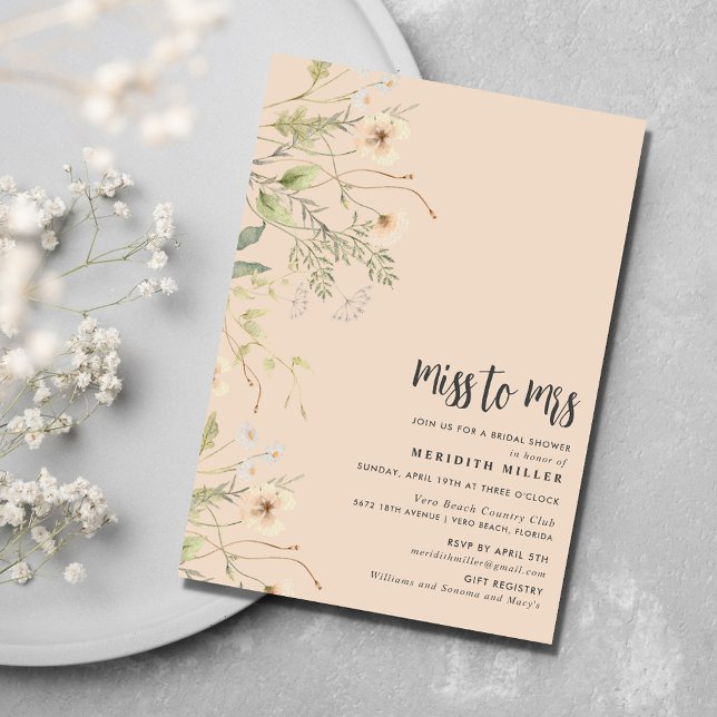 Invitación Fiesta Wildflower Bridal Shower (Wildflower Bridal Shower Party Invitation)