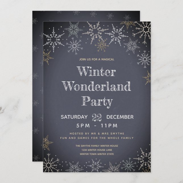 Invitación Fiesta Winter Wonderland (Anverso / Reverso)