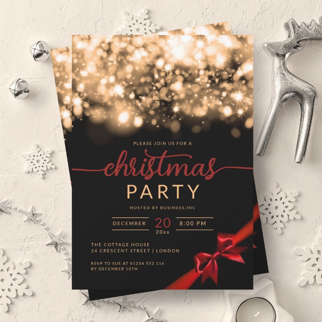 Invitación Fiesta Xmas de Gold Winter Sparkling Company (Gold Winter Sparkling Company Xmas Party Invitation)
