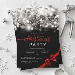 Invitación Fiesta Xmas de Silver Winter Sparkling Company<br><div class="desc">Elegante Empresa formal y Fiesta de Navidades corporativos / Cocktail / Dinner Invitation con luces purpurinas y cinta de Navidades. Impresione a sus amigos y compañeros de trabajo con este sofisticado y elegante diseño de invitación.</div>