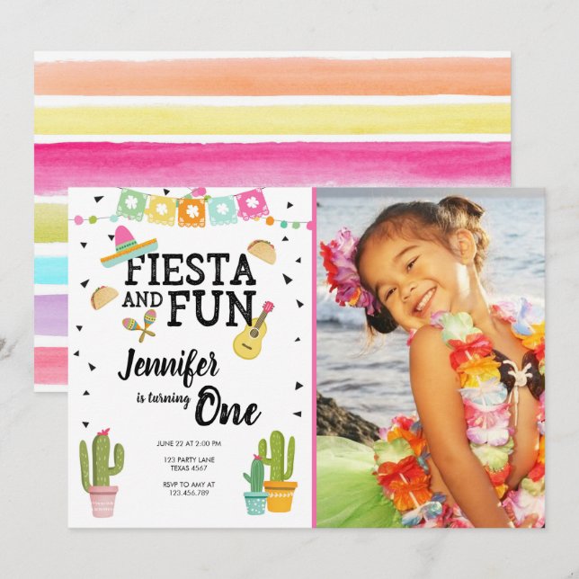 Invitación Fiesta y Chica divertida (Anverso / Reverso)