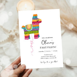 Invitación Fiesta y divertido Piñata Llama Chica primer cumpl