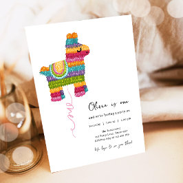Invitación Fiesta y divertido Piñata Llama Chica primer cumpl