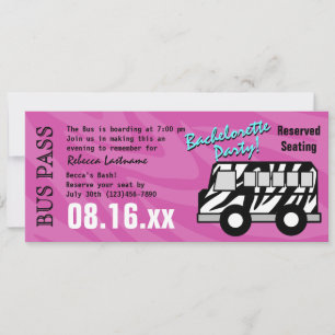 Invitación Fiesta Zebra Stripe Bus Pass Hens