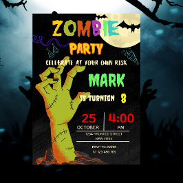 Invitación Fiesta Zombie Birthday Halloween Kids
