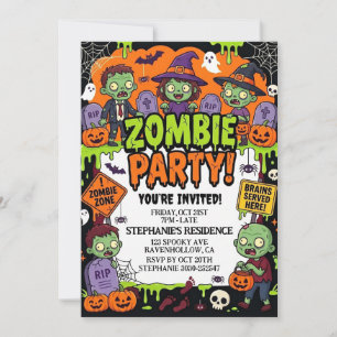 Invitación Fiesta Zombie de Halloween