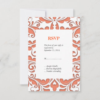 Invitación FiestaCalurosa Coral y Damasco Blanco Corazón