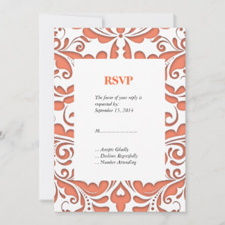 Invitación FiestaCalurosa Coral y Damasco Blanco Corazón