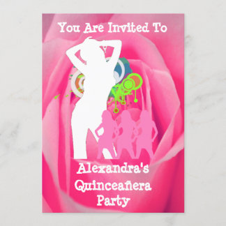 Invitación fiestas chicas divertidos rosados Quinceañera