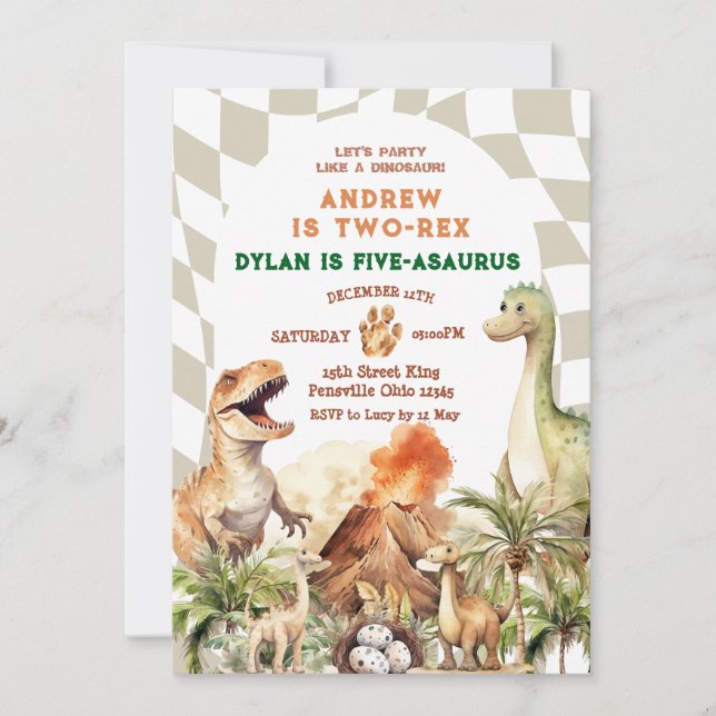 Invitación Fiestas como la cosecha de cumpleaños de hermanos  (Anverso)