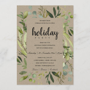 INVITACIÓN FIESTAS CORPORATIVAS NAVIDEÑAS CON MARCO VERDE HOJ