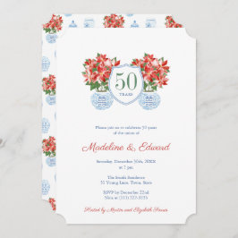 Invitación Fiestas de aniversario de boda con poinsettia chic