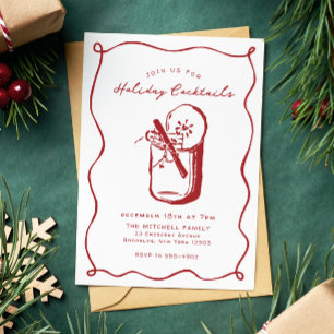 Invitación Fiestas de cócteles navideños bebidas festivas