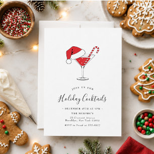 Invitación Fiestas de Cócteles Navideños Bebidas Festivas Fie