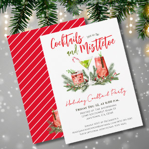 Invitación Fiestas de cócteles navideños bebidas festivas roj