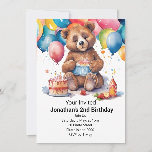 Invitación fiestas de cumpleaños para niños (Anverso)