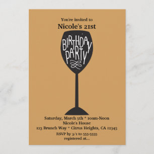 Invitación FIESTAS DE CUMPLEAÑOS Vaso de vino de CUALQUIER CO