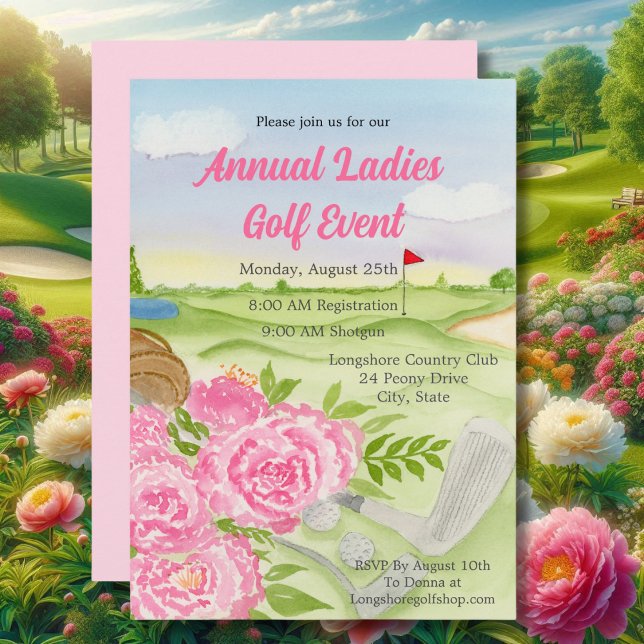 Invitación Fiestas De Descanso Anual De Golf Peonies En El Ca (Subido por el creador)