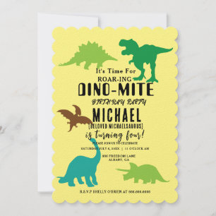 Invitación Fiestas de Dino-mite ruidosos Dinosaurios Cumpleañ