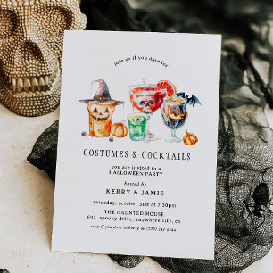 Invitación Fiestas de disfraces sencillos y cócteles de Hallo