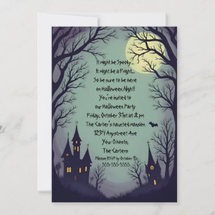 Invitación Fiestas de Halloween de Casas Embrujadas y Árboles