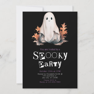 Invitación Fiestas de Halloween Hojas de Otoño Fantasmas Lind