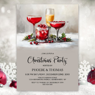 Invitación Fiestas de Navidad con Cócteles de Holly