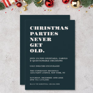 Invitación Fiestas de Navidad Divertidas Nunca Envejecen Verd