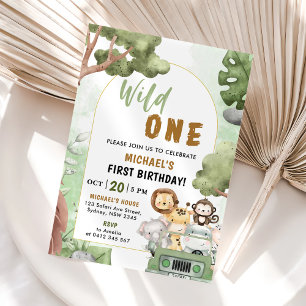 Invitación Fiestas de Safari de la Selva Animales salvajes un