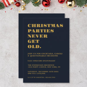 Invitación Fiestas divertidas de Navidad nunca envejecen Navy