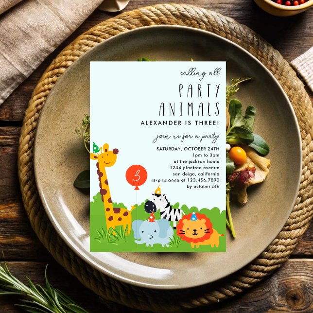 Invitación Fiestas modernos animales Safari niños Cumpleaños (Subido por el creador)