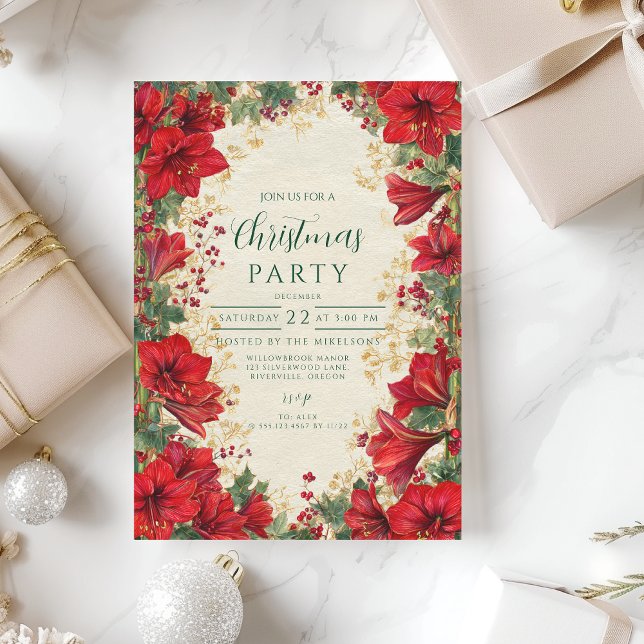 Invitación Fiestas Navideñas Rústicas de Amarilis Rojo (Subido por el creador)