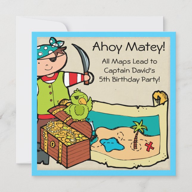 Invitación Fiestas piratas piratas personalizados invitacione (Anverso)