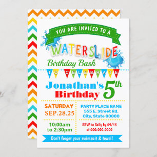 Invitación fiestas primarios de verano de cumpleaños de tobog