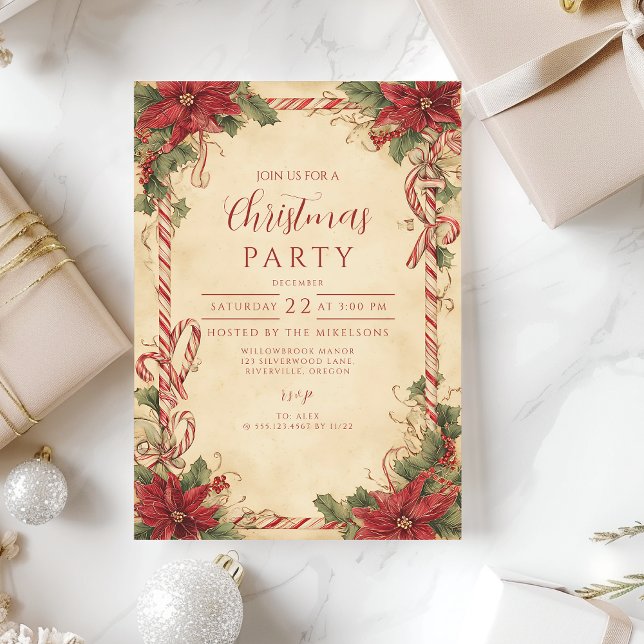 Invitación Fiestas Rústicas con Poinsetia (Subido por el creador)