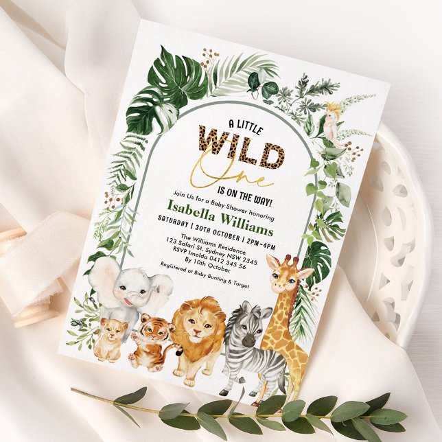 Invitación Fiestas safari tropical animales salvajes un niño  (Subido por el creador)